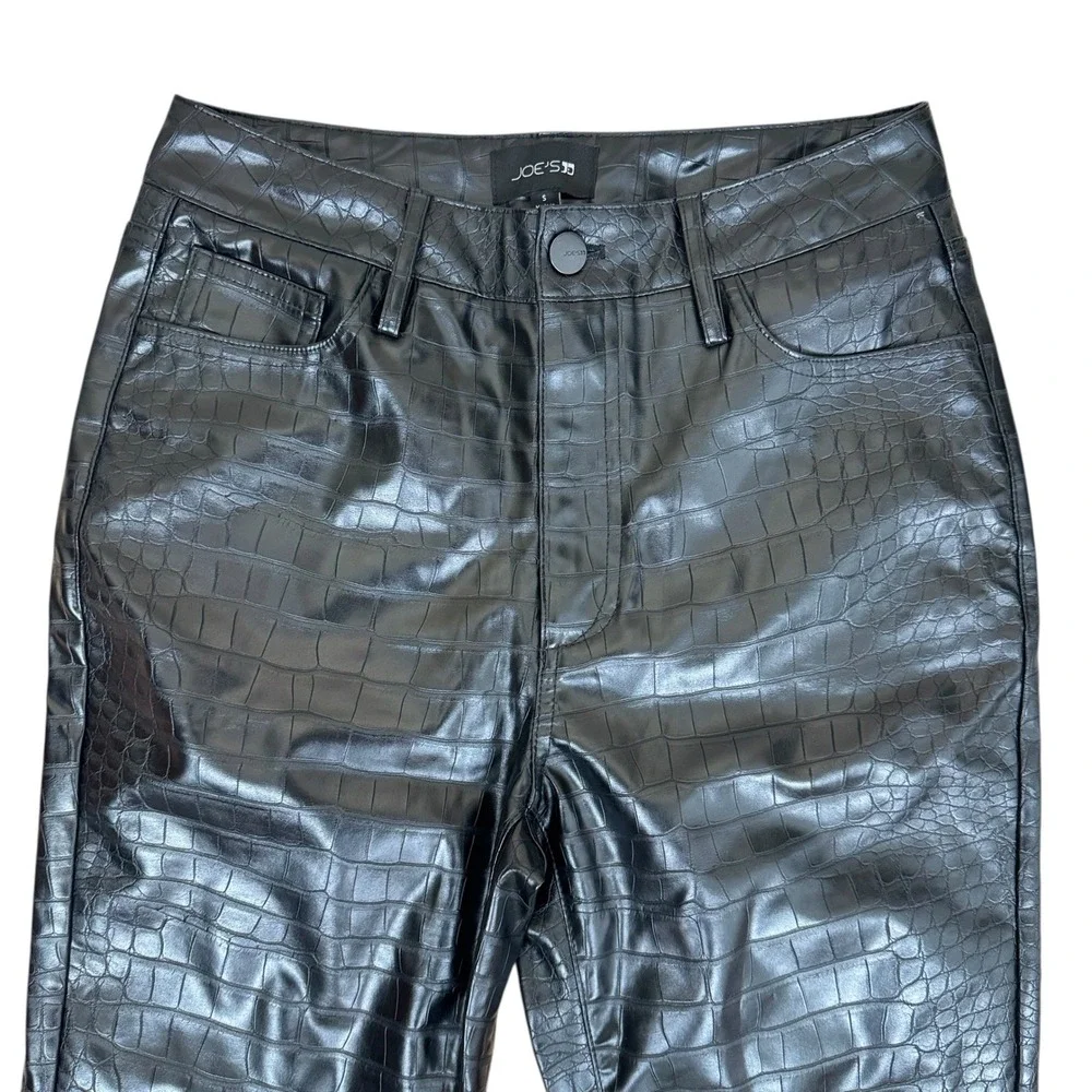 JOE'S Jeans Black Croc Embossed Faux Leather Bootcut Ankle‎ Pants Size Small
